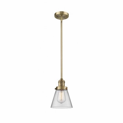 Cone - 1 Light Stem Hung Mini Pendant In Industrial Style-8 Inches Tall and 6 Inches Wide