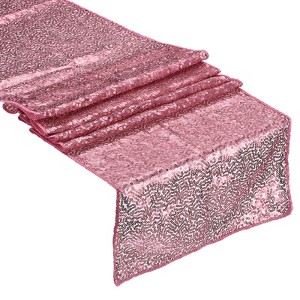 Unique Bargains Party Wedding Polyester Flexible Cutting Delicate Edges Sequin Table Runner 2 Pcs - 1 of 3