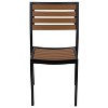 Merrick Lane Outdoor Stacking Side Chairs Faux Poly Teak Wood and Metal Patio and Deck Chairs for All-Weather Use- Set of 2 - 4 of 4