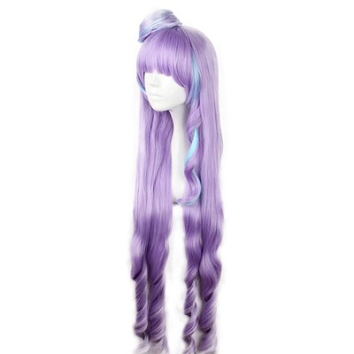 Unique Bargains Women's Curly Wigs 43" Purple with Wig Cap