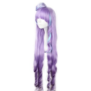 Unique Bargains Women's Curly Wigs 43" Purple with Wig Cap - 1 of 4