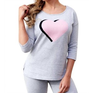 Women's 3/4 Sleeve Heart Crew Top - ANGEL - 1 of 2