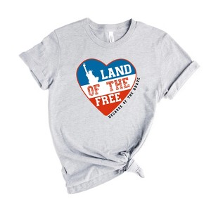 Simply Sage Market Women's Land Of The Free Heart Short Sleeve Graphic Tee - 1 of 2