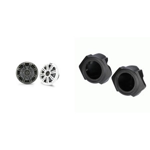 Kicker 45KM654 6.5" Marine Speakers & Polaris RZR Front 6.5" Speaker Pods 2014-UP ( Except PRO XP) - 1 of 4