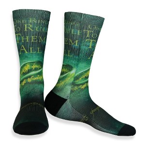 Lord of The Rings Rule Them All Men's Sublimated Mid Calf Crew Socks 1 Pair Multicolored - 1 of 4