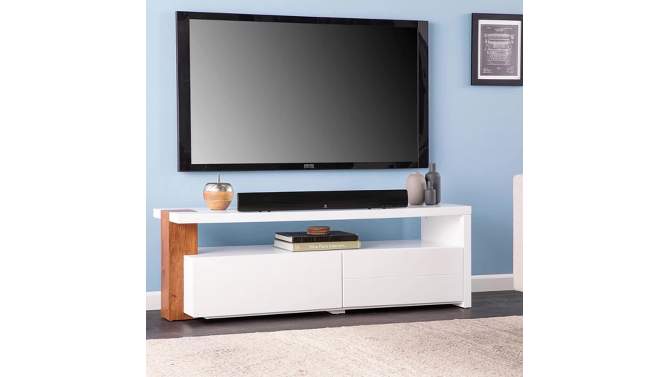 Cranelis Contemporary Media Stand with Storage White/Brown - Aiden Lane, 2 of 14, play video