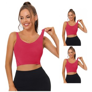 INSPIRE CHIC Women's Workout Fitness Longline Wireless Padded Yoga Sports Bra 3 Packs - 1 of 4