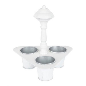 Metal Triple Pot Holder with Tin Planters – 11"H Indoor Plant Display – By Melrose - 1 of 3