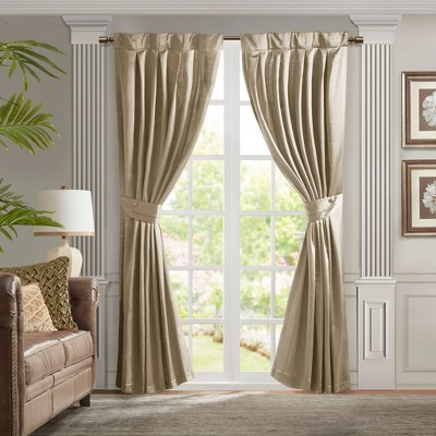 PAGED Pleat Curtain Panel with Tieback,Blackout Curtains with Rod Pocket & Back Tabs,Window Curtains for Living Room,Bedroom