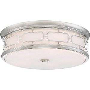 Minka Lavery Modern Ceiling Light Flush Fixture Mount 20" Polished Nickel LED Etched White Glass Shade for Bedroom Kitchen House - 1 of 3