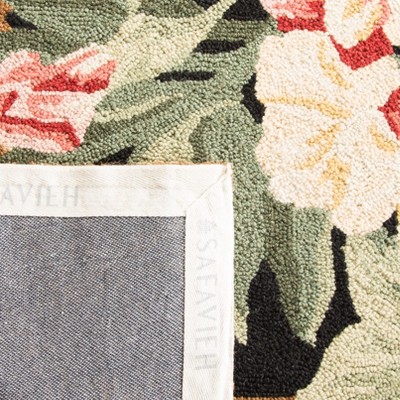 Handmade Black Floral Wool 6' x 9' Area Rug
