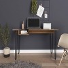 GlasFlength Desks Metal Frame Rustic Computer Desk Gaming Desk Home Office Desk Simple Design for Small Spaces, Brown, 21.7"*55.1"*29.2" - 2 of 4