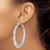Black Bow Jewelry Bamboo Inspired Hoop Earrings in Sterling Silver - 75mm (2-7/8 Inch) - 3 of 4