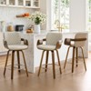 Bekrvio 26" Swivel Counter Stools with Back & Arms, Faux Leather Mid-Century Bar Stools for Kitchen Island, Walnut Frame, Set of 1/2/3/4 - 2 of 4