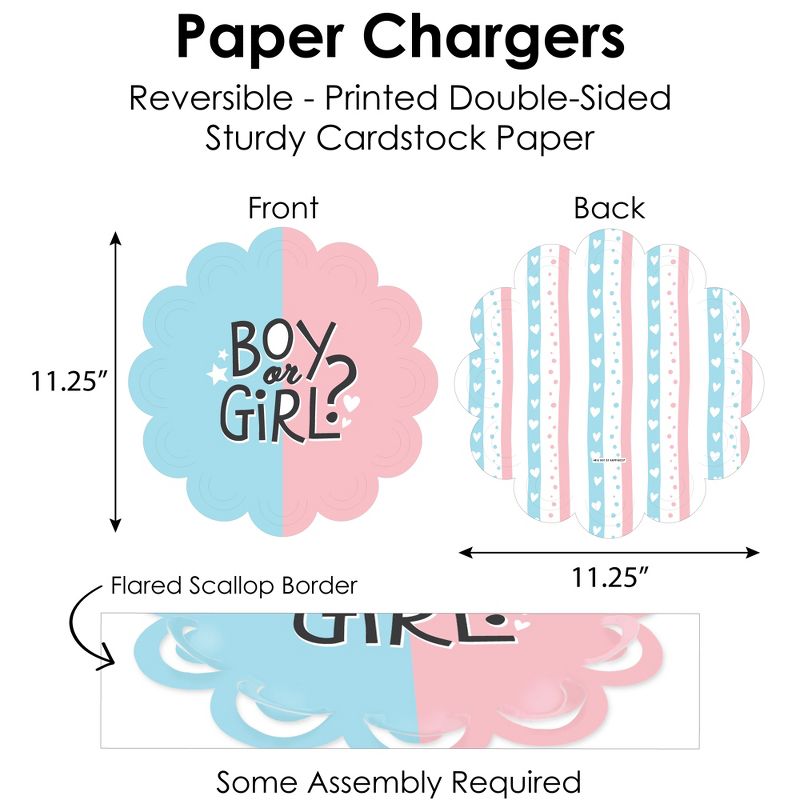 Big Dot of Happiness Baby Gender Reveal - Team Boy or Girl Party Paper Charger and Table Decorations - Chargerific Kit - Place Setting for 8, 5 of 9