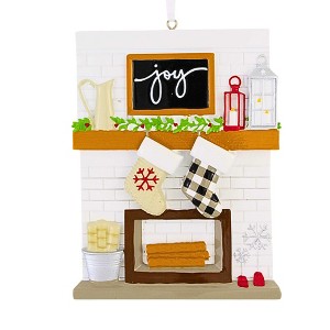 Polarx 5.0 Inch Fireplace Mantle Family Of 2 Christmas Tree Ornament , Christmas Decor Stockings Hearth (1PC) - 1 of 4