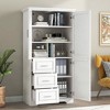 MAYEERTY White Tall Wide Storage Cabinet with Doors 3 Drawers for Bathroom Office - 3 of 4