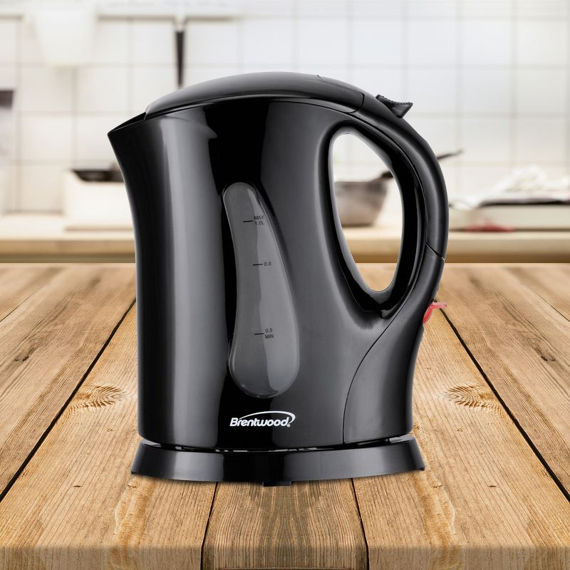 Brentwood 4 Cup 900 Watt Cordless Electric Tea Kettle in Black With Removable Mesh Filter, 3 of 5