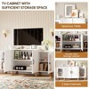 Hyleory TV Stand Cabinet, Mid Century Modern TV Stand for 55/60/65 inch TV, Farmhouse TV Stand, Entertainment Center with Storage,White - 4 of 4