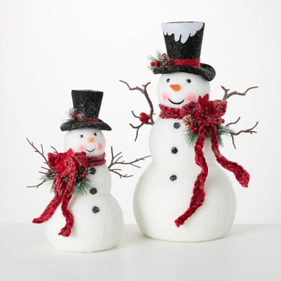 16"H and 22.5"H Sullivans Tall Snowman Figure - Set of 2, Christmas Decor, Multicolored