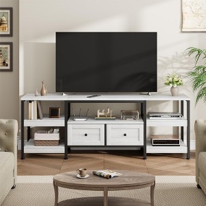 TV Cabinet with 2 Fabric Drawers & 4 Layers, Modern TV Stand with Storage Shelves, Media Console Table for TV, for Living Room, Bedroom - 1 of 4