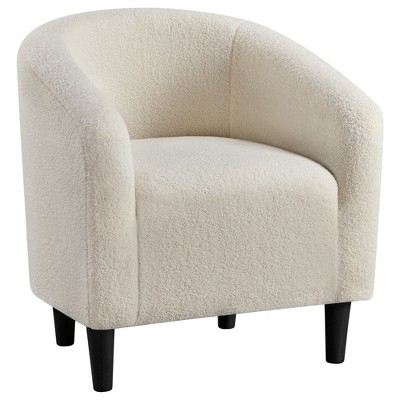 Yaheetech Boucle Club Chair Accent Barrel Chair Upholstered Arm Chair