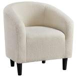 Yaheetech Accent Barrel Chair Upholstered Arm Chair Boucle Club Chair Ivory