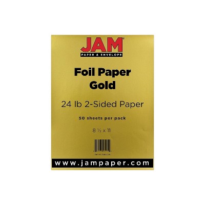 JAM Paper Foil 24lb 2-Sided Paper 8.5 x 11 Gold 50 Sheets/Pack 1683736