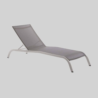 Savannah Mesh Chaise Outdoor Patio Aluminum Lounge Chair - Gray - Modway