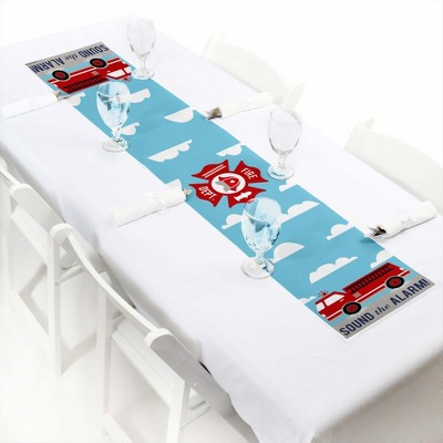 Big Dot of Happiness Fired Up Fire Truck - Petite Firefighter Firetruck Baby Shower or Birthday Party Paper Table Runner - 12 x 60 inches