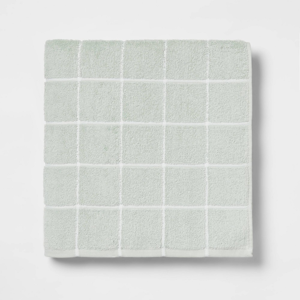 Photos - Towel Oversized Grid Everyday Bath  Mint - Room Essentials™