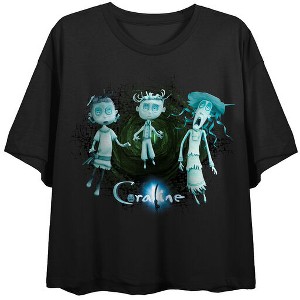 Coraline Three Ghost Children Women’s Black Cropped Tee - 1 of 4