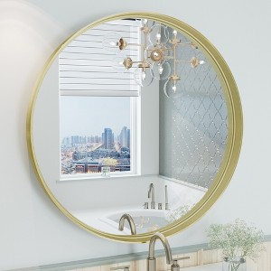 Apmir Round High Quality Aluminum Alloy Framed French Cleat Mounted Wall Decor Bathroom Vanity Mirror in matte black with 5-Year Warranty - 1 of 4