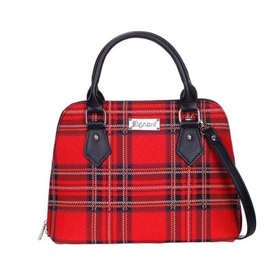 Signare USA Royal Stewart Tartan Red Convertible Top Handle Handbag