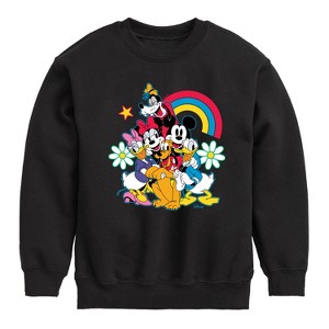 Boys' - Disney - Character Group Rainbow Flower Graphic Long Sleeve Fleece Sweatshirt - 1 of 4