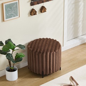 CAVINAS 22.05" Round Faux Fur Storage Ottoman with Adjustable Metal Legs,Lightweight Foot Rest,Storage Bench for Living Room,Bedroom - 1 of 4