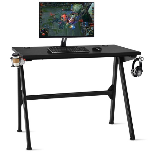 COSTWAY Bureau Gaming 122 x 60 CM, Table Bureau Gamer Ergonomique Double  Plateau