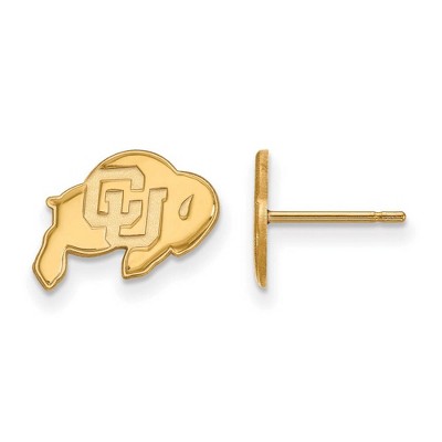 Black Bow Jewelry 14k Yellow Gold Colorado Buffalos NCAA Post Earrings