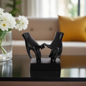 Modern Aluminum Hand Sculptures - Contemporary Minimalist Metal Tabletop Decor for Home, Office, Living Room, Bedroom & Workspace - 10" Black - 1 of 4