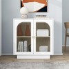 Modern Buffet Cabinet with 2 Doors Acrylic, Bar Cabinet with Adjustable Shelf, Coffee Bar Cabinet with Golden Handles for Living Room, Kitchen White - 4 of 4