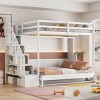 Full Size Murphy Bed With Hydraulic Lift & Desk Design, Murphy Bed, Storage Bed With Staircase Featuring Four Built-In Cabinets-Cuddlewood - 2 of 4