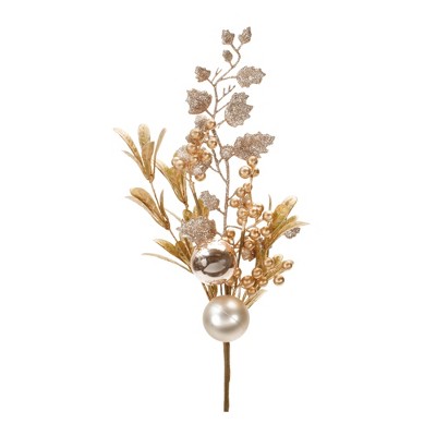 Glittered Berry and Ornament Spray – Set of 4