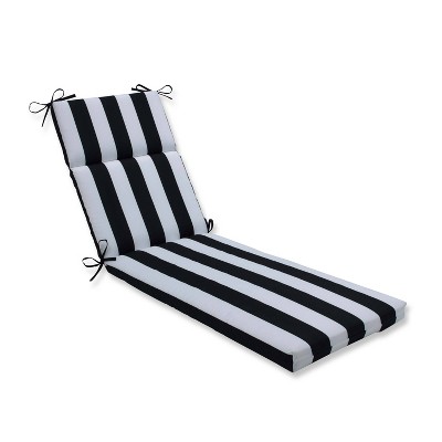 Cabana Stripe Chaise Lounge Outdoor Cushion Black - Pillow Perfect