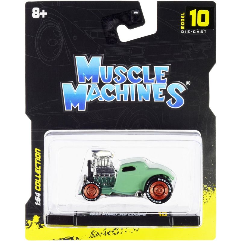 1933 Ford 3W Coupe Light Green 1/64 Diecast Model Car by Muscle Machines, 2 of 4