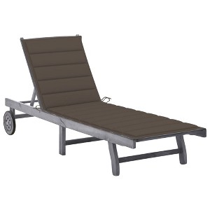 vidaXL Patio Sun Lounger with Cushion Gray Solid Acacia Wood - 1 of 4