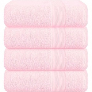 4 Pack Bath Towels, 27x54, 100 Ring Spun Cotton, Ultra Soft, Hotel Quality, Pink - 1 of 4
