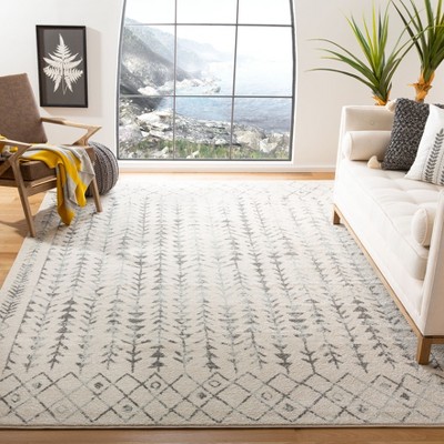 Bohemian Bliss Ivory & Grey Hand-Knotted 8' x 10' Synthetic Area Rug
