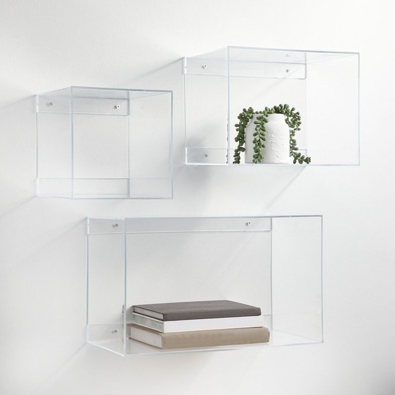 mDesign Acrylic Floating Wall Mount Geometric Display Shelves, Set of 3, 3 of 7