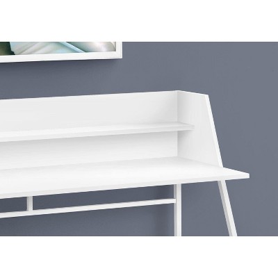 White Wood Desk with Hutch and Metal Legs