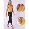 INSPIRE CHIC Women's V Neck Long Sleeve Party Metallic Sparkly Sequin Top - 2 of 4